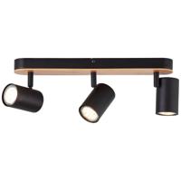 Brilliant PlafondlampNiels 3-lichts zwart met hout - 99831/76