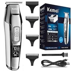 kemei tondeuse baardtrimmer professionele voor mannen verstelbare snelheid led digitale carving tondeuse elektrisch scheerapparaat km-5027 Lightinthebox