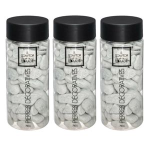 3x Potjes middelgrote decoratie/hobby stenen grijs 750 gram