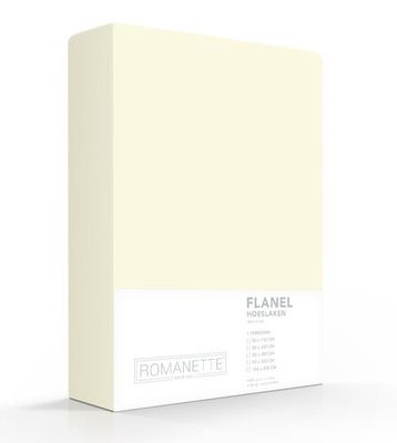 Romanette Romanette flanel hoeslaken Ivoor 180x200
