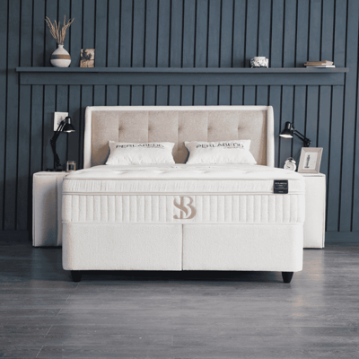 2-Persoons Boxspring Met Opbergruimte - Perlabedd - Beige 180x200 Cm - - Inclusief Topper - Dekbed-Discounter.nl