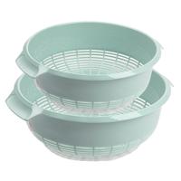 Plasticforte kunststof keuken vergieten - combi set - mintgroen - 27 x 10 cm en 23 x 9 cm