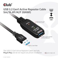 club3D USB-kabel USB 3.2 Gen1 (USB 3.0 / USB 3.1 Gen1) 5.00 m Zwart CAC-1404 - thumbnail