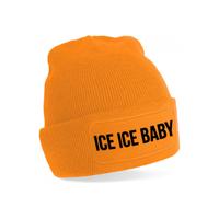 Ice ice baby - wintermuts - unisex - one size - oranje - mutsen met coole tekst