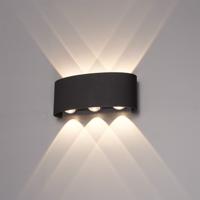 Tulsa LED Wandlamp Zwart - 6 Watt 630 lumen - IP54 Waterdicht - 3000K Warm Wit - Dimbaar - Binnen en buiten - Up & Down Light - Modern