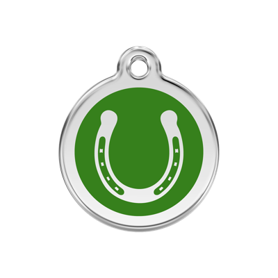 Horse Shoe Green roestvrijstalen hondenpenning medium/gemiddeld dia. 3 cm - Reddingo