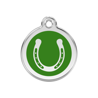 Horse Shoe Green roestvrijstalen hondenpenning medium/gemiddeld dia. 3 cm - Reddingo