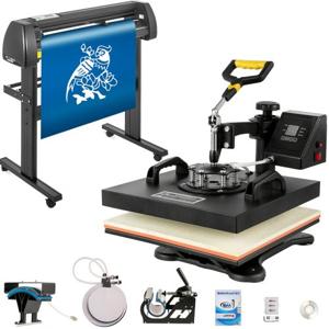 VEVOR Warmte Persmachine, 38 x 38 cm 5 in 1 Warmte Persmachine en 870 mm Vinyl Cutter Plotter, Snijplotter Machine met Signmaster, Snijplotter voor het Overbrengen van Afbeeldingen op T-shirtstassen