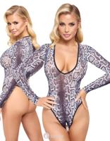* COTTELLI Transparante Body Ouvert met Slangenprint, CC2644428 * COTTELLI Transparante Body Ouvert met Slangenprint, CC2644428