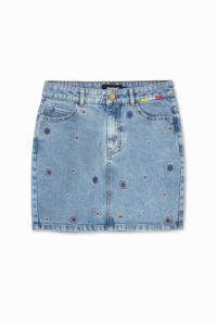 Denim minirok met mandala's - BLUE - 34