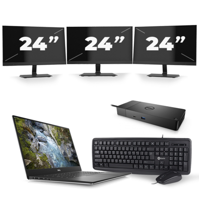 Dell Precision 5540 - Intel Core i7-9e Generatie - 15 inch - 16GB RAM - 256GB SSD - Windows 11 + 3x 24 inch Monitor
