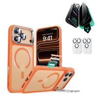 iPhone 17 Pro Bundle Classic Hybrid Magnetic Case (Camera Control, Stash Stand) and Armorite Privacy Screen Protector - Frosted Orange