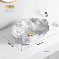 Ovale Keramische Wastafel met Marmerpatroon - Tafelbladmodel | Licht Luxe Design | 12L