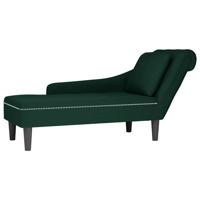 Chaise longue met kussen&rechterarmleuning fluweel donkergroen