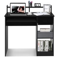 Computerbureau Opbergbureau Bureautafel Laptoptafel met Opberglade Zwart