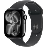 Apple Watch Series 11 GPS 46mm Jet Black Aluminium Case met Black Sport Band - M/L Smartwatch Zwart