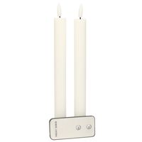 Led kaarsen/dinerkaarsen - 2x st - wit - ribbel - 23 cm - 3D vlam - afstandsbediening