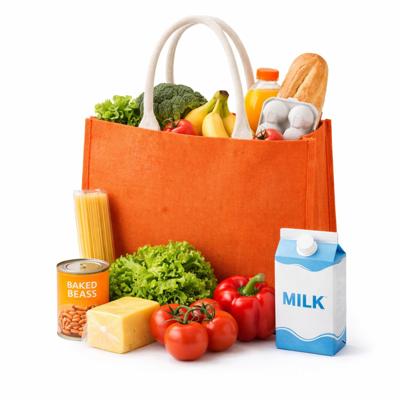 Jute oranje shopper/boodschappen tas 42 cm