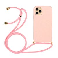Lunso - Backcover hoes met koord - iPhone 12 Mini - Roze