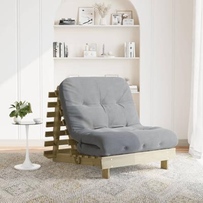 Futon slaapbank met matras 80x206x11 cm gempregneerd hout
