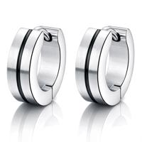 Smalle stalen mannen oorringen Zwarte streep