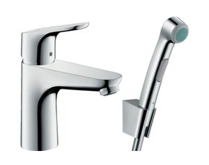 Hansgrohe Focus wastafelkraan waterbesparend met handdouche en doucheslang chroom