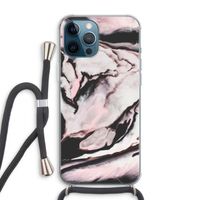 Roze stroom: iPhone 12 Pro Max Transparant Hoesje met koord