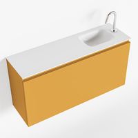 Toiletmeubel Mondiaz Olan | 100 cm | Meubelkleur Ocher | Lex wastafel Talc Rechts | 1 kraangat
