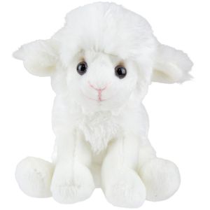 Pluche knuffel dieren zittende schaap/lammetje 15 cm