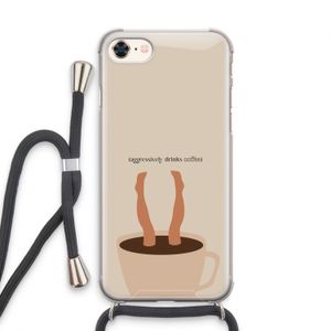 Aggressively drinks coffee: iPhone 8 Transparant Hoesje met koord