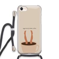 Aggressively drinks coffee: iPhone 8 Transparant Hoesje met koord