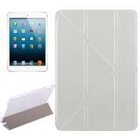Transformers stijl zijde textuur horizontale Flip effen kleur lederen draagtas met houder voor iPad mini 2019 (zilver)