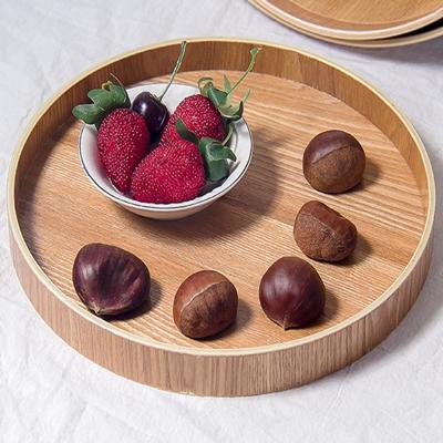 Creatieve Ronde Massief Houten Theebak Hotel Houten Tay Opbergbak Diameter: 33cm