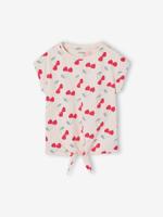 Gestreept T-shirt voor meisjes met sierstrik wit