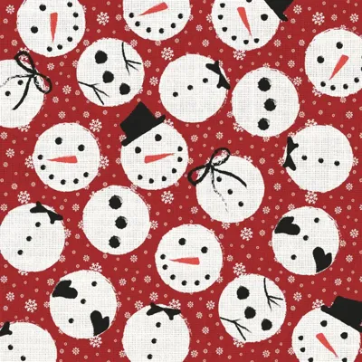 Duni 3-laags tissue servet jolly snowman 33x33cm rood, wit 20 stuks