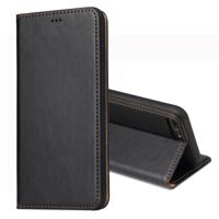 iPhone 7 Plus & 8 Plus Dermis structuur PU leren Flip Hoesje met houder en opbergruimte voor pinpassen & geld (zwart)