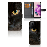 Xiaomi Redmi Note 12S Telefoonhoesje met Pasjes Zwarte Kat - thumbnail