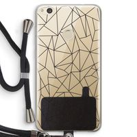 Geometrische lijnen zwart: Huawei Ascend P8 Lite (2017) Transparant Hoesje met koord