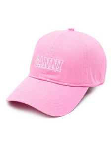 GANNI casquette en coton biologique à logo brodé - Rose