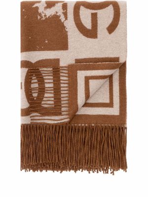 Dolce & Gabbana couverture à motif graphique en intarsia - Marron