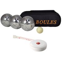 Jeu de boules set 3 ballen/1 but in draagtas + compact meetlint 1,5 meter