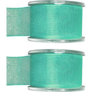 Hobby/decoratie sierlint - 2x - mintgroen - organza - 4 cm x 20 meter