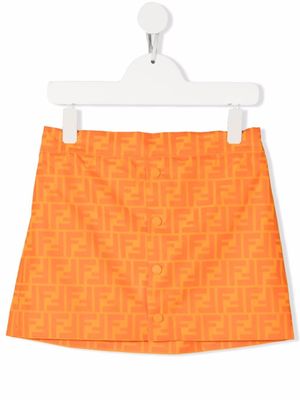 Fendi Kids minijupe à imprimé monogrammé - Orange