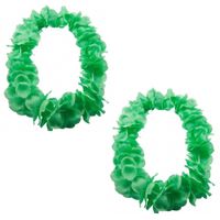 Set van 12x stuks hawaii kransen bloemen slingers neon groen