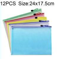 12 stuks rits netwave briefpapier tas willekeurige kleur levering (A5 grootte: 24x17.5cm)