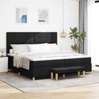 Boxspring bed met matras met hoofdeinde Zwart 200 x 200 cm Stof