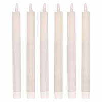 Magic Flame Dinerkaarsen - LED - 6x stuks - wit - 25 cm - met glitters