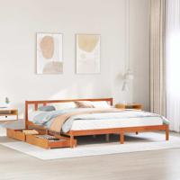 Bedframe zonder matras massief grenenhout wasbruin 180x200 cm