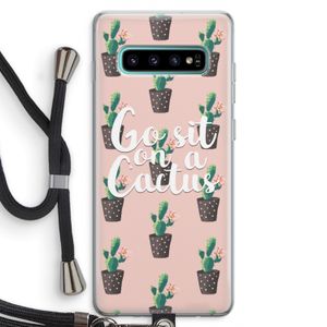 Cactus quote: Samsung Galaxy S10 Plus Transparant Hoesje met koord