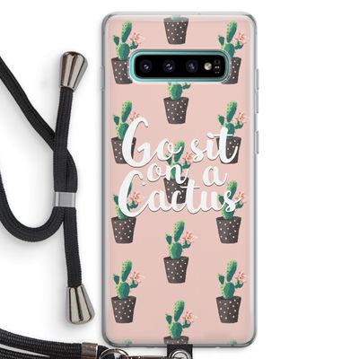 Cactus quote: Samsung Galaxy S10 Plus Transparant Hoesje met koord